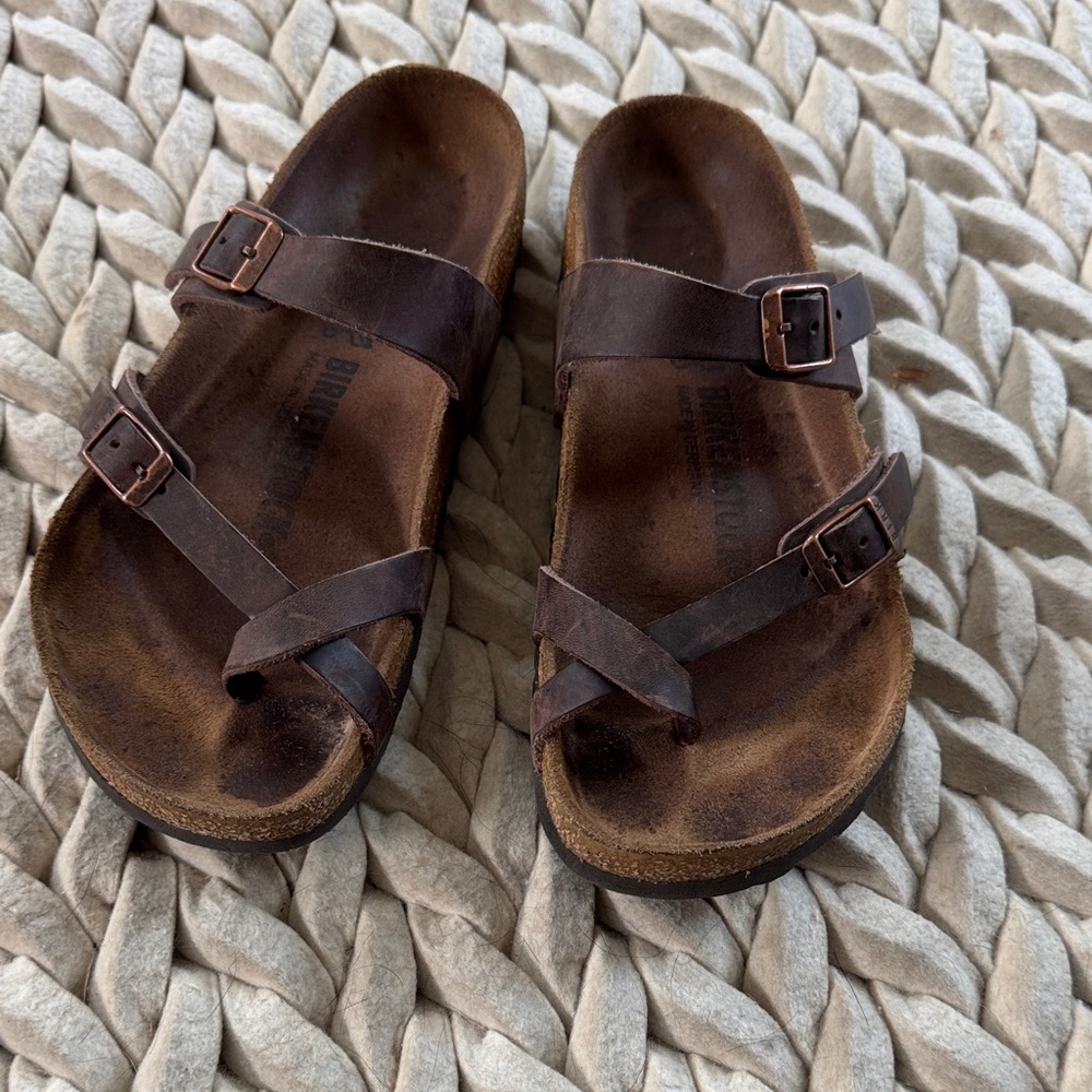 Birkenstock Dark Brown Leather Sandals